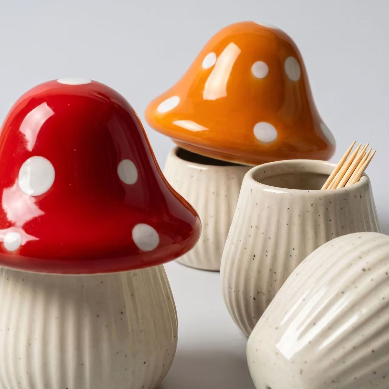Cartoon Mushroom Ceramic Stora - Commercial Kitchen Organization 评论和价格