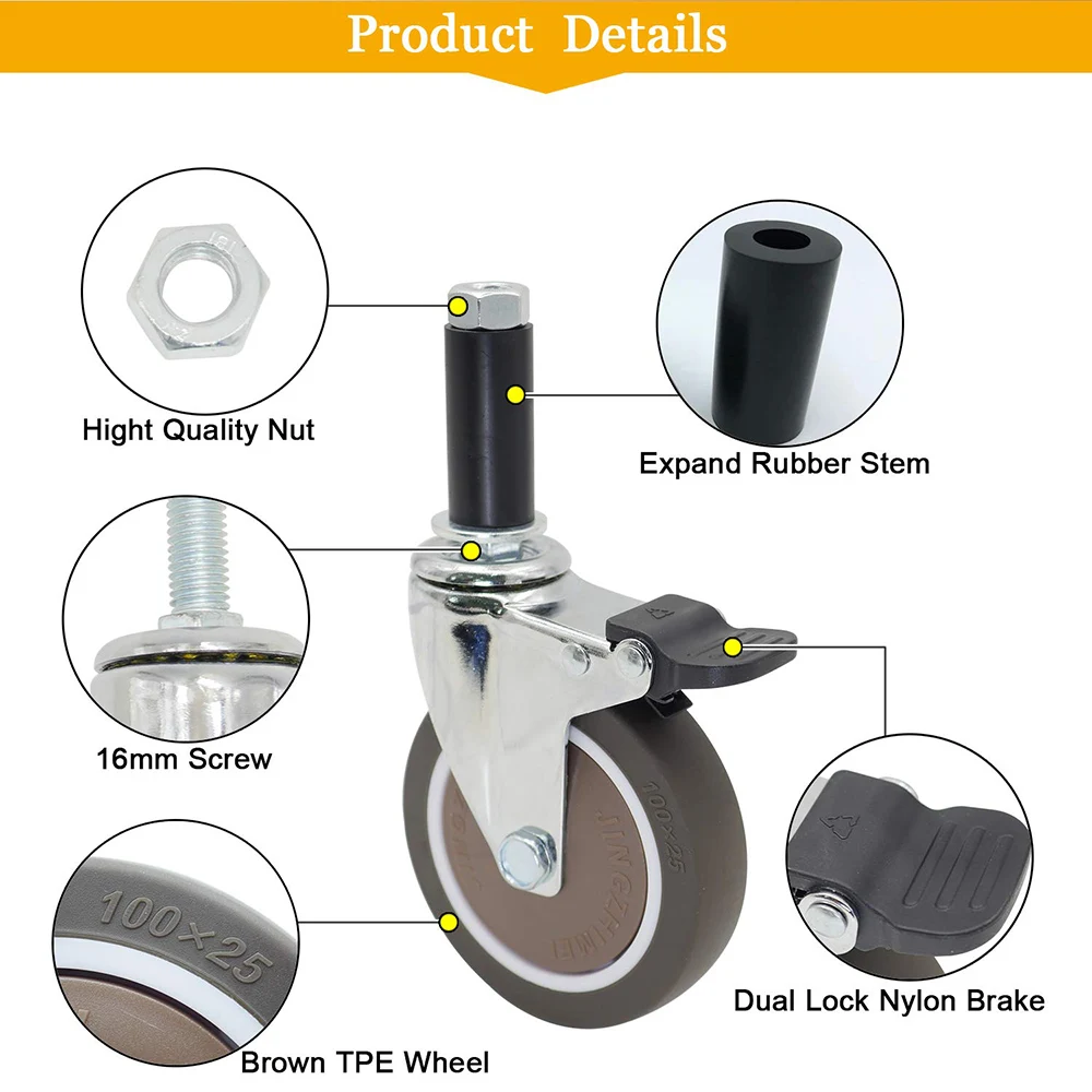 4Pcs Expanding Stem Casters, T - Commercial Kitchen Youtube 评论和价格