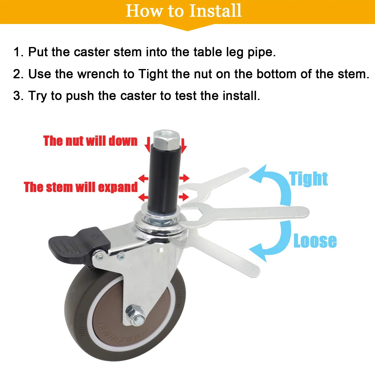 4Pcs Expanding Stem Casters, T - Commercial Kitchen Youtube 评论和价格