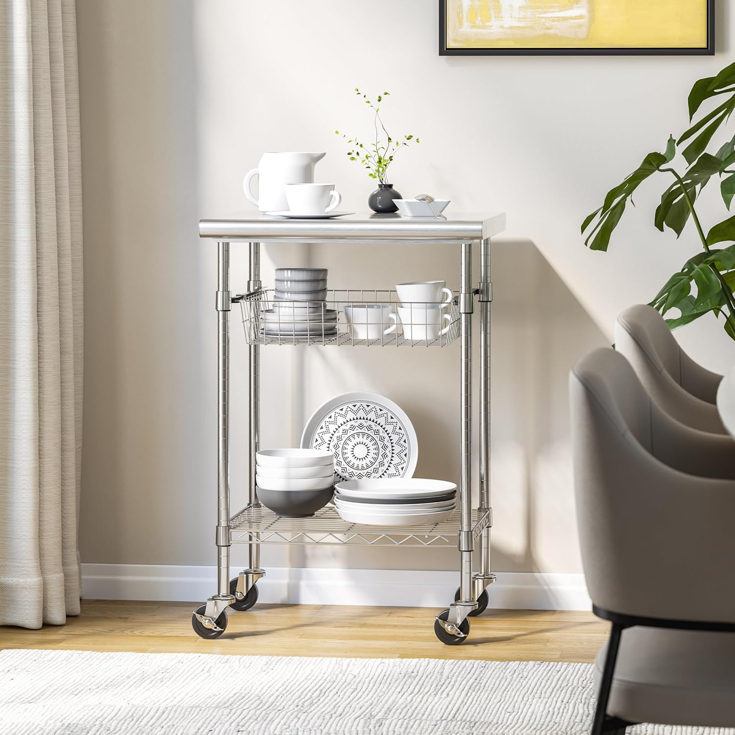 Stainless Steel Commercial Pre - Commercial Kitchen Island On Wheels 评论和价格