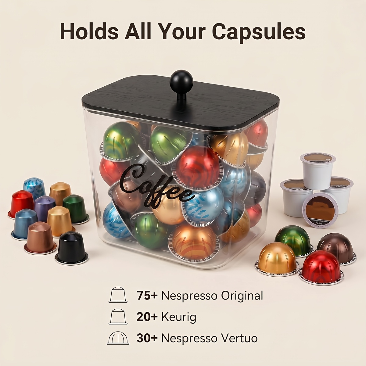 Coffee Pod Holder with Lids Pl - Commercial Kitchen Organization 评论和价格