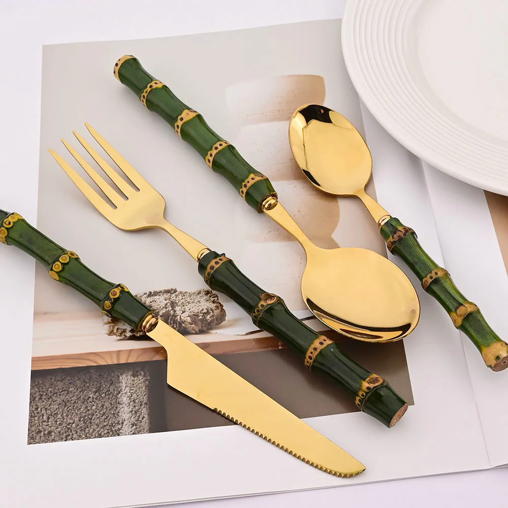 4Pcs Natural Bamboo Handle Din - Commercial Kitchen Knife Set 评论和价格