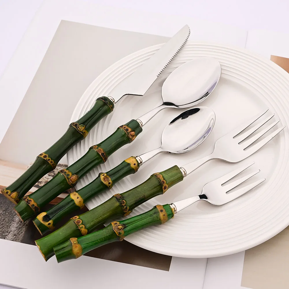 4Pcs Natural Bamboo Handle Din - Commercial Kitchen Knife Set 评论和价格
