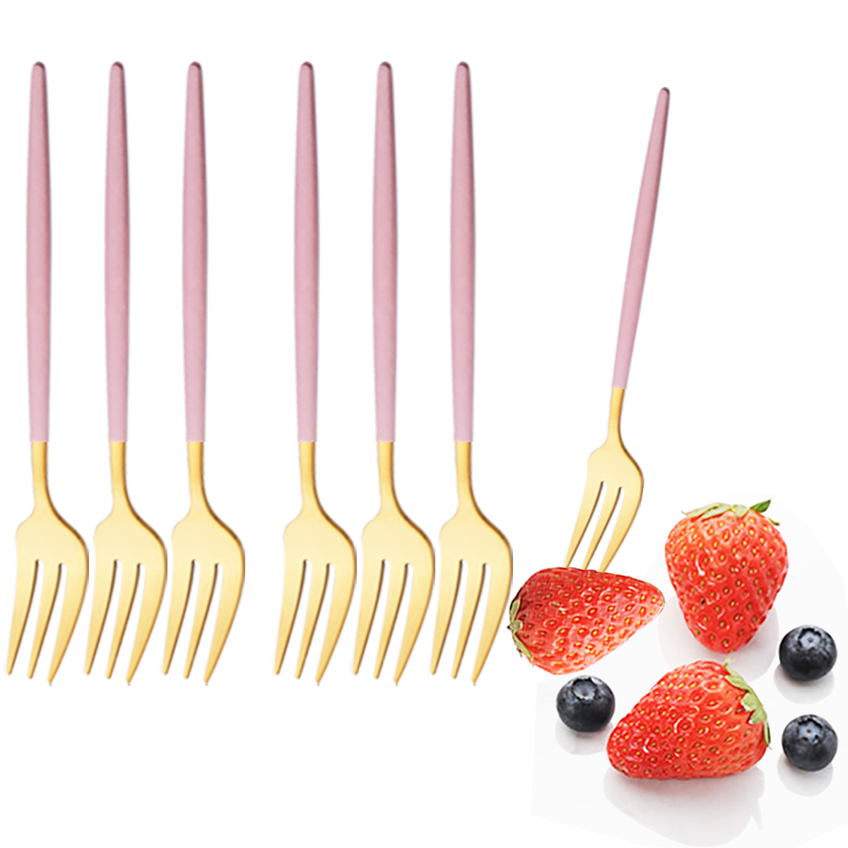 6Pcs Pink Gold Dinnerware Set  - Commercial Kitchen Knife Set 评论和价格