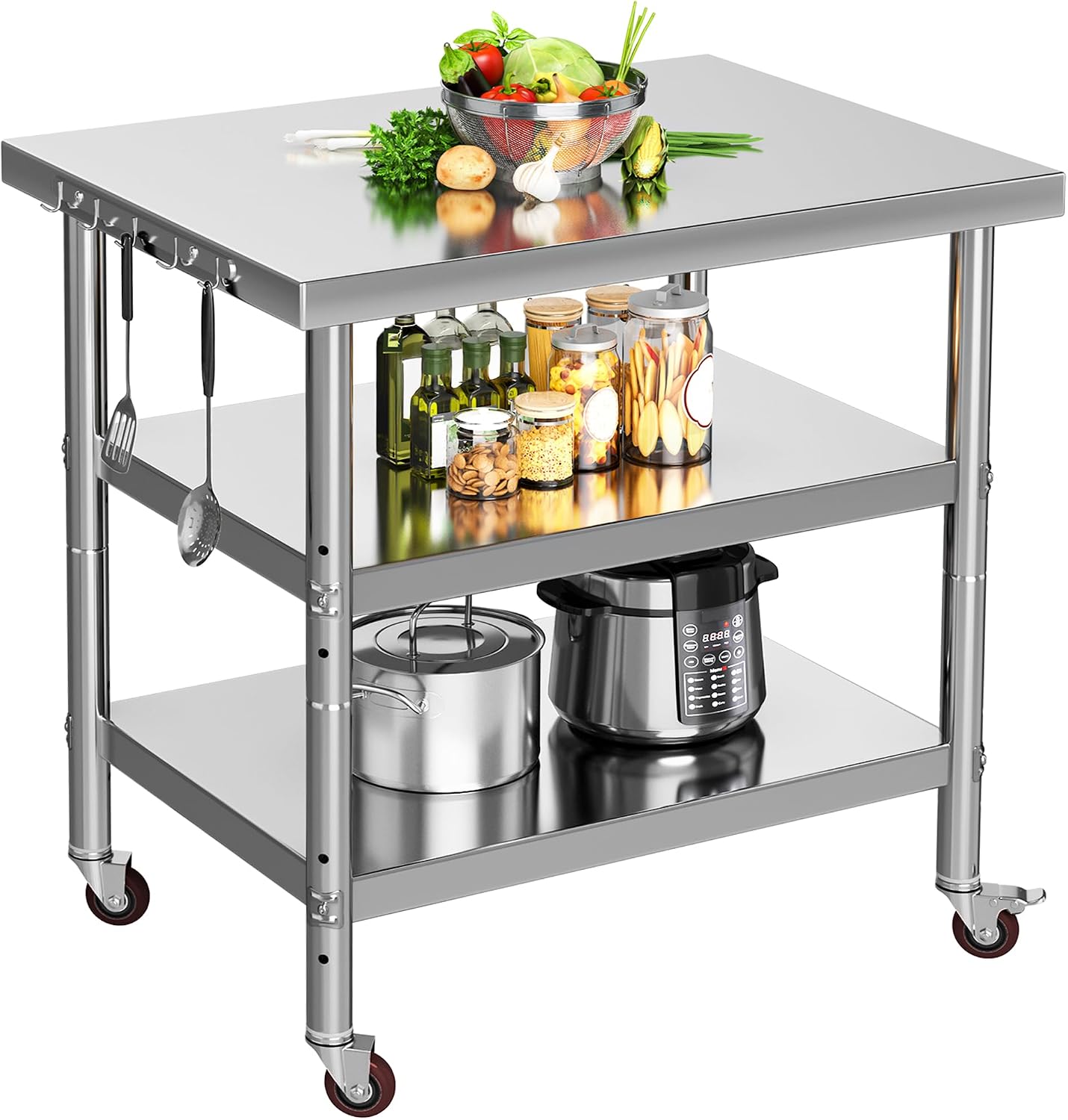 Stainless Steel Food Prep Tabl - Commercial Kitchen Island On Wheels 评论和价格