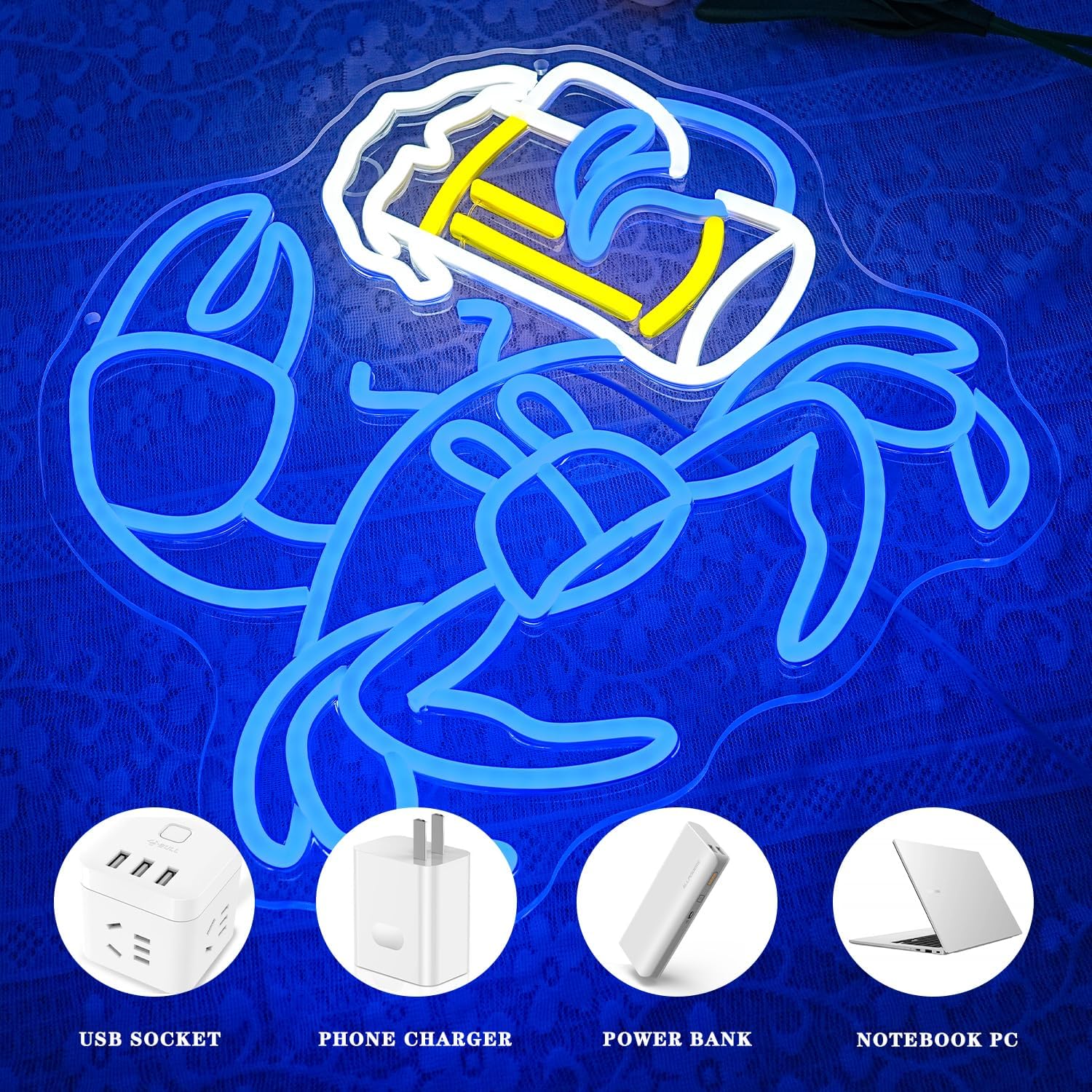 Crab Beer LED Neon Sign USB Po - Commercial Kitchen Youtube 评论和价格