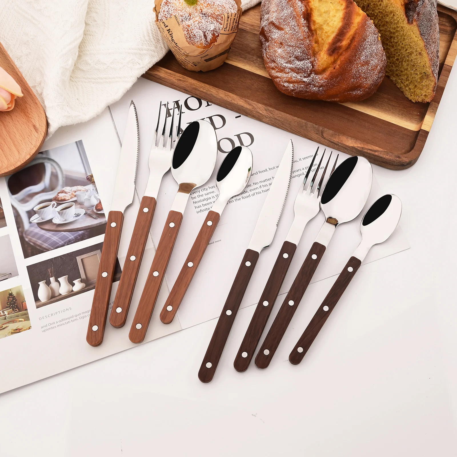 5/20Pcs Imitative Wood Silver  - Commercial Kitchen Knife Set 评论和价格