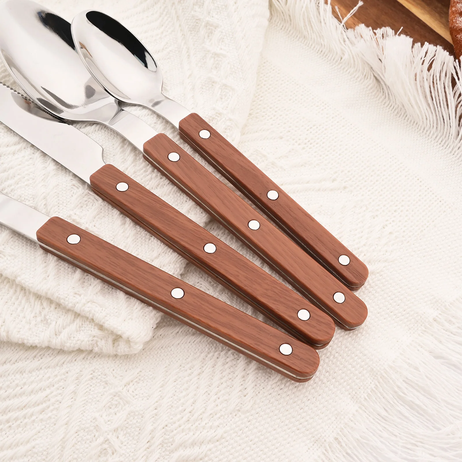 5/20Pcs Imitative Wood Silver  - Commercial Kitchen Knife Set 评论和价格
